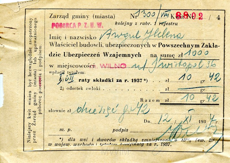 KKE 5769-12.jpg - (litewski/rosyjski/polski/) Dok. Wszelkie opłaty wniesione w Wilnie przez rodzine Awgul, Wilno, 9 XI 1944/6 III 1946/1 IV 1946/15 X 1945/1940/1946/1945/29 IV 1946/1948/1946/1937/12 XI 1937 r.